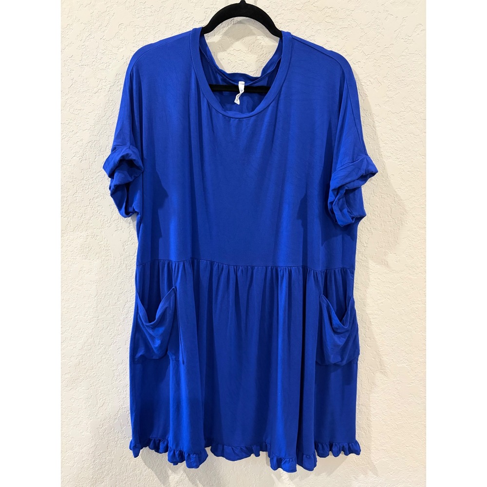 Beeson River Royal Blue Ruffle Hem dress Pockets XL